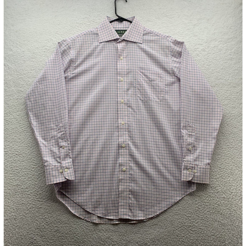 Lauren Ralph Lauren Dress Shirt Mens 15.5 32/33 Spread Collar Pink Blue Check